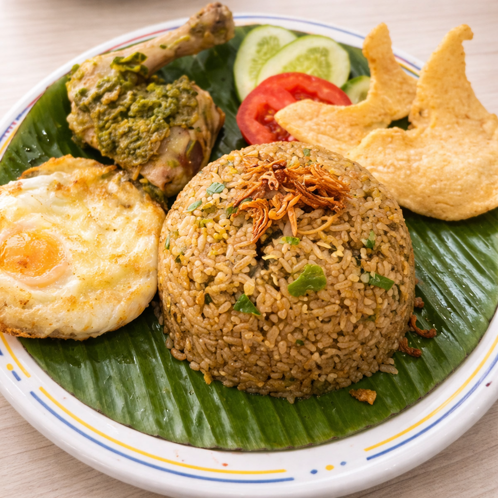 Nasi Goreng Ijo + Ayam Ijo